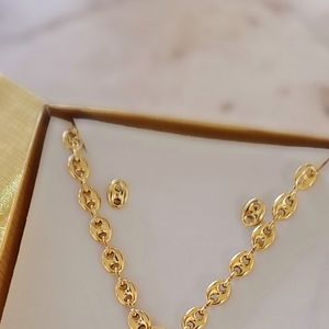LUXURY SET GOLD FILLED PUFF CHAIN STUD EARRINGS